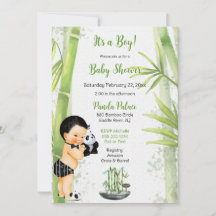 Panda Bamboo Theme Baby Boy Black White Green