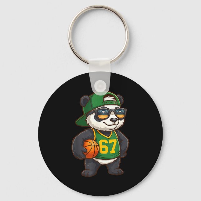 Panda Basketball 67 Gen Alpha Slang Srts Men Boys  Keychain (Front)