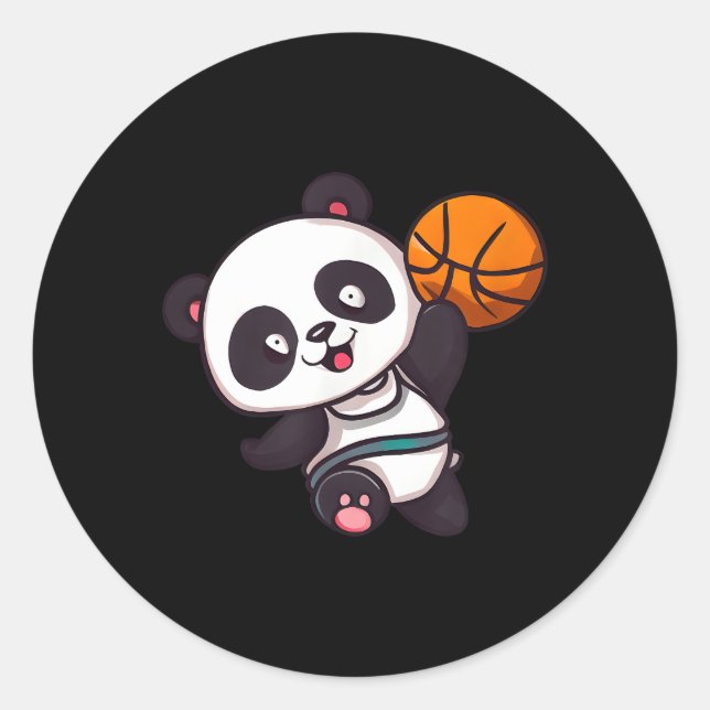 Panda Basketball Player Basketballer Classic Round Sticker (Front)