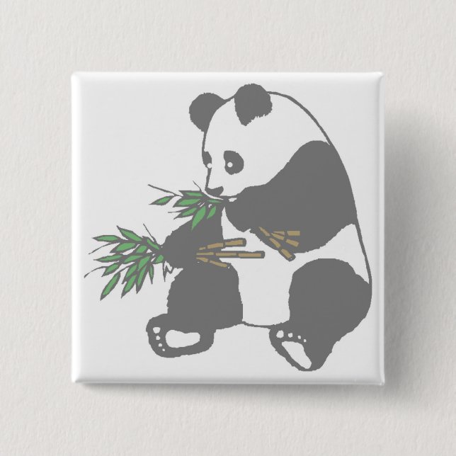 Panda Bear 2 Inch Square Button (Front)
