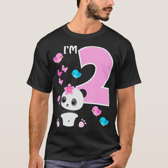 Panda Bear 2nd Birthday Girl 2 Year Old Birthday T-Shirt (Front)