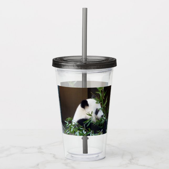 Panda Bear Acrylic Cup With Lid and Straw (Front)