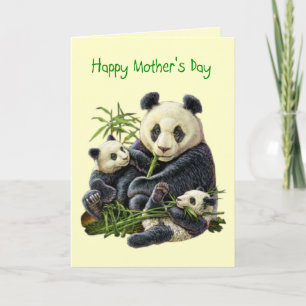 Panda Bear and Cub Mother's Day Card (Blank)