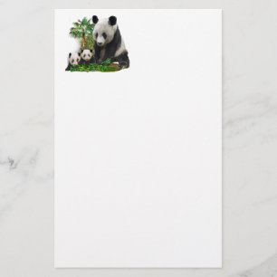 Panda bear and cubs art stationery