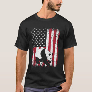 Panda Bear Animal American Flag T-Shirt