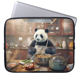 Panda Bear Animal Fun Cooking Kitchen Happy Time Laptop Sleeve