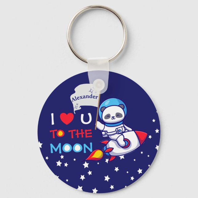Panda bear astronaut space rocket cute kawaii kids keychain (Front)
