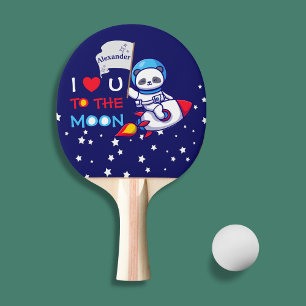 Panda bear astronaut space rocket cute kawaii kids ping pong paddle