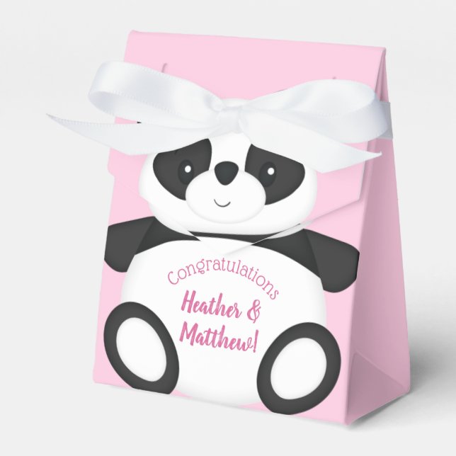 Panda Bear Baby Shower Favor Box (Front Side)