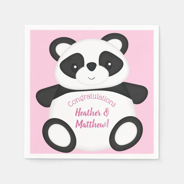 Panda Bear Baby Shower Napkin (Front)