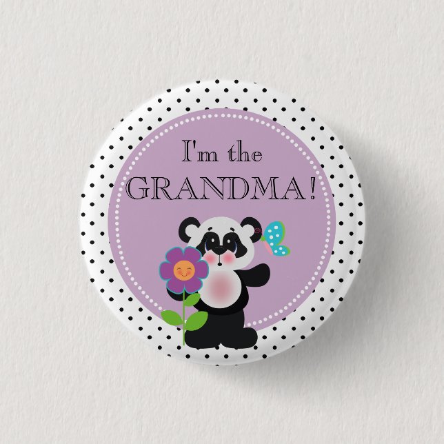 Panda Bear Baby Shower Party Family Member Button (Front)