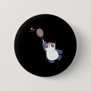 Panda Bear Badminton Player Singles Doubles Ace An 2 Inch Round Button