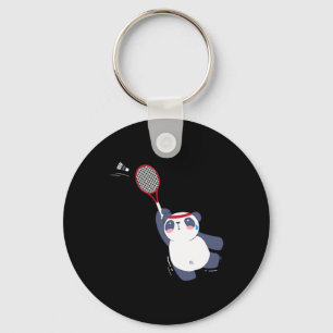 Panda Bear Badminton Player Singles Doubles Ace An Keychain