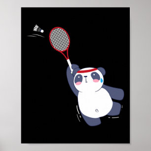 Panda Bear Badminton Player Singles Doubles Ace An Poster