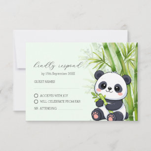 Panda Bear Bamboo Baby Shower RSVP Card
