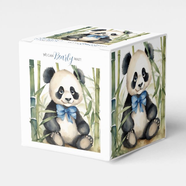 Panda Bear Bearly Wait Boy Baby Shower Favour Box (Front Side)