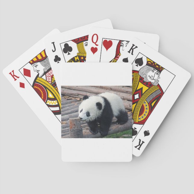 panda bear bears custom personalize Anniversaries Playing Cards (Back)