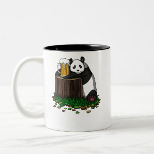 Panda Bear Beer Drinking Party Funny Animal Two-Tone Coffee Mug