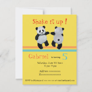 Panda Bear, birthday dance party invitation