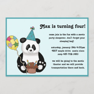 Panda Bear Birthday Invitation