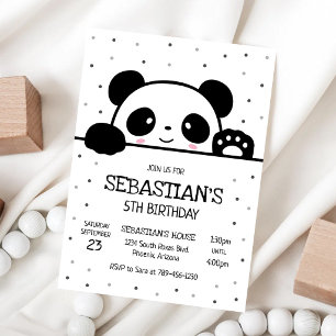 Panda Bear Birthday Party Invitation