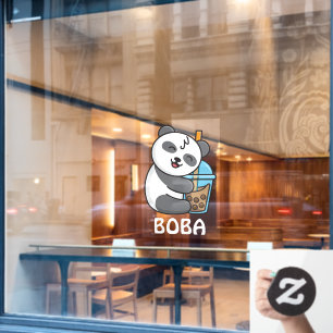 Panda Bear Boba Tea Bubble Drink Advertisement Window Cling