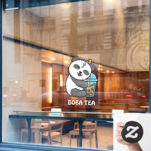 Panda Bear Boba Tea Bubble Drink Advertisement Window Cling
