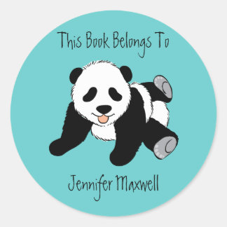 Panda Bear Bookplate Classic Round Sticker
