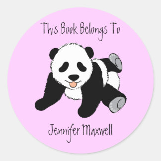 Panda Bear Bookplate Classic Round Sticker