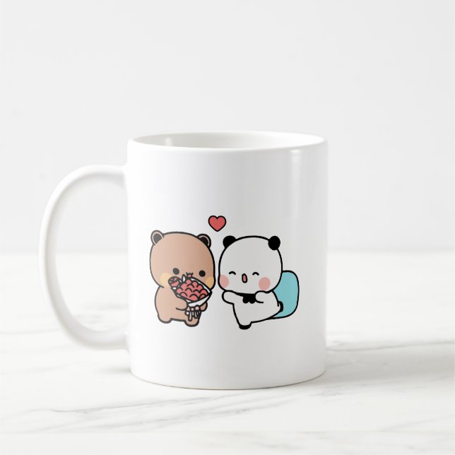 Panda bear, bubu and dudu hugs love coffee mug (Left)