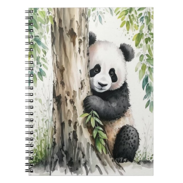 Panda Bear By Tree Notebook (Front)