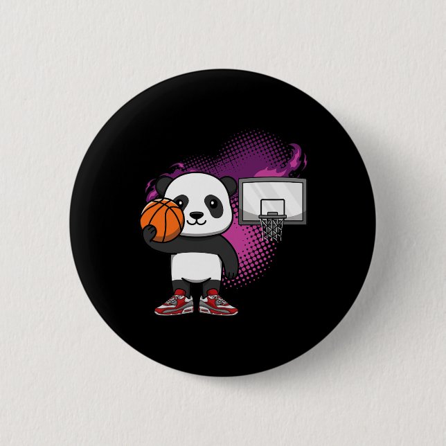Panda Bear Bysketbyll Player Animal Lover Hoops Dr 2 Inch Round Button (Front)