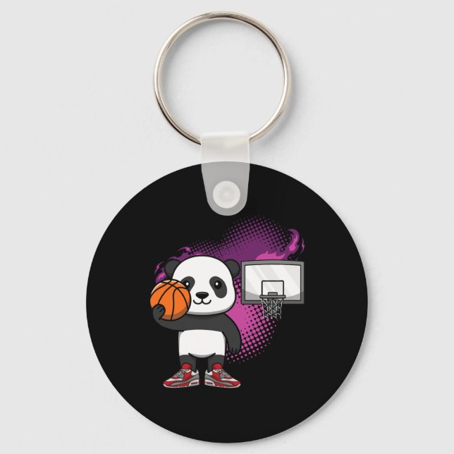Panda Bear Bysketbyll Player Animal Lover Hoops Dr Keychain (Front)