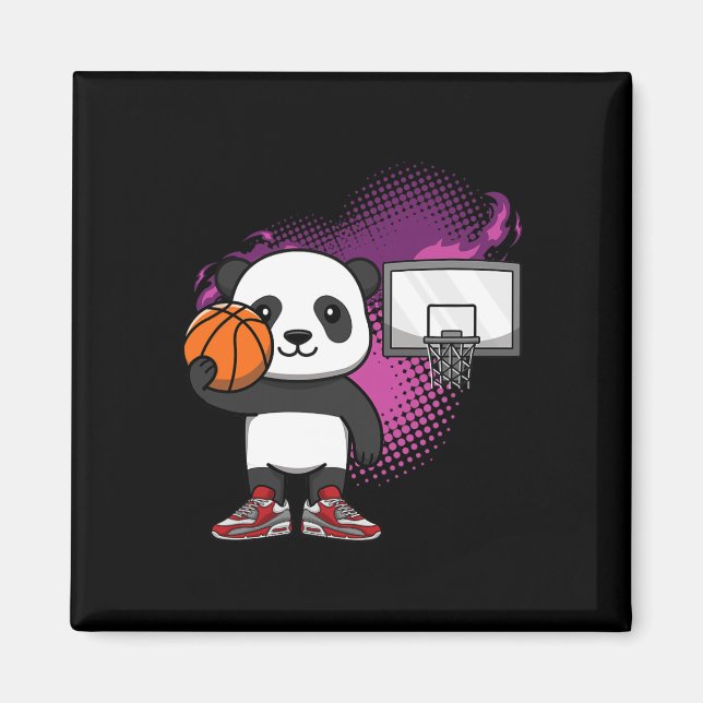 Panda Bear Bysketbyll Player Animal Lover Hoops Dr Magnet (Front)