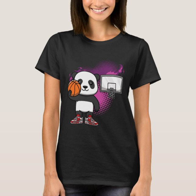 Panda Bear Bysketbyll Player Animal Lover Hoops Dr T-Shirt (Front)