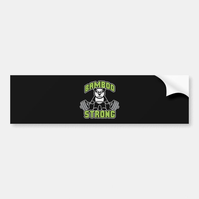 Panda Bear Cartoon - Bamboo Strong - Deadlift Bumper Sticker (Front)