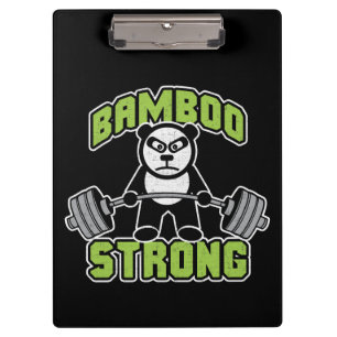 Panda Bear Cartoon - Bamboo Strong - Deadlift Clipboard