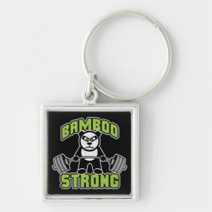 Panda Bear Cartoon - Bamboo Strong - Deadlift Keychain