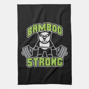 Panda Bear Cartoon - Bamboo Strong - Deadlift Kitchen Towel
