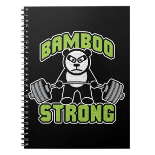 Panda Bear Cartoon - Bamboo Strong - Deadlift Notebook