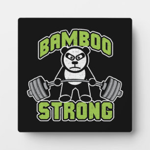 Panda Bear Cartoon - Bamboo Strong - Deadlift Plaque