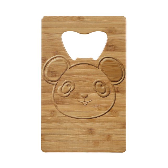 Panda Bear Carved Bamboo Print Credit Card Bottle Opener (Front)