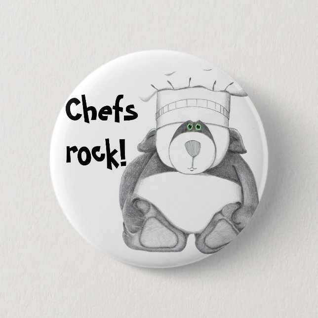 Panda Bear Chef Picture 2 Inch Round Button (Front)