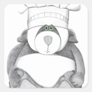 Panda Bear Chef Picture Square Sticker