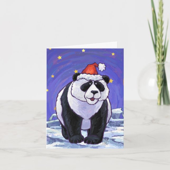 Panda Bear Christmas Holiday Card (Front)
