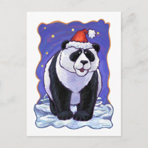 Panda Bear Christmas Holiday Postcard