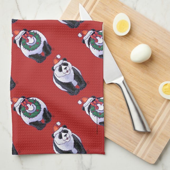 Panda Bear Christmas Kitchen Towel (Quarter Fold)