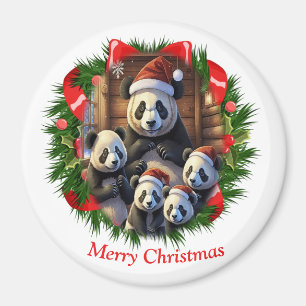 Panda Bear Christmas Magnet