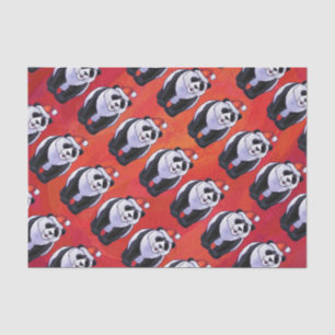 Panda Bear Christmas On Red Tissue Paper