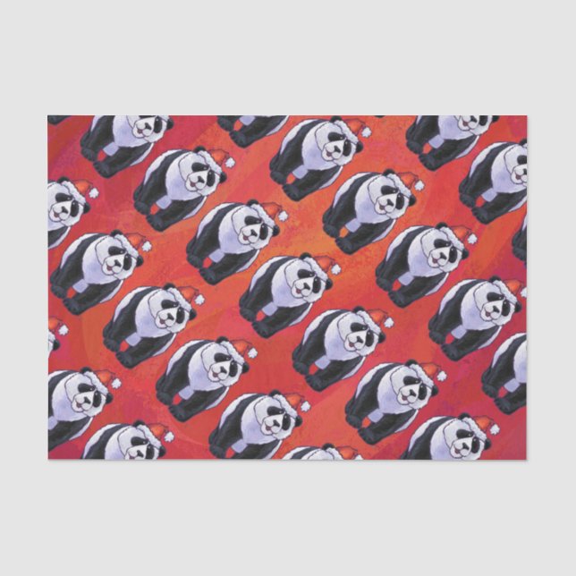 Panda Bear Christmas On Red Tissue Paper (Front)